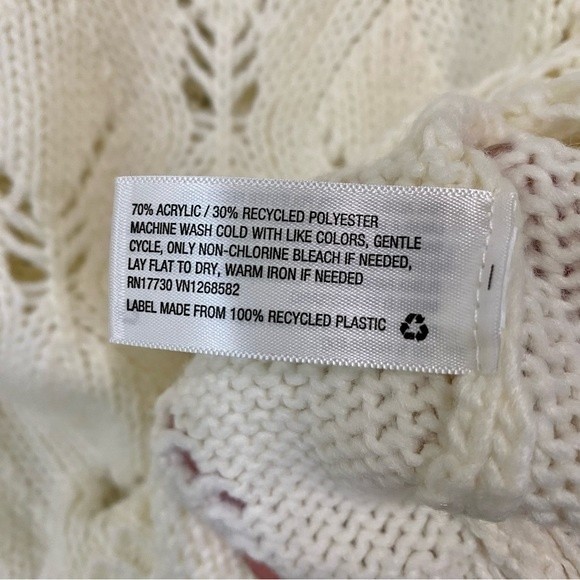 Wild Fable Women’s Cropped Long Sleeve Open Knit Chunky Sweater Cream NWT - Picture 5 of 7